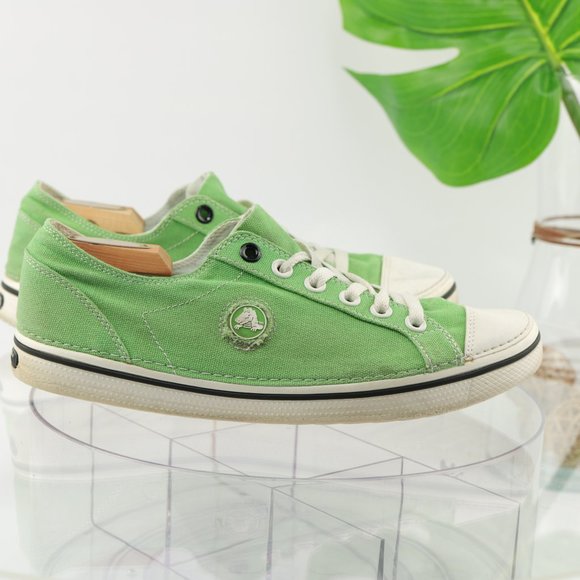 Crocs Hover Sneaker Canvas Rubber Lace-Up Women 10 Light Green Lightweight - Picture 4 of 12